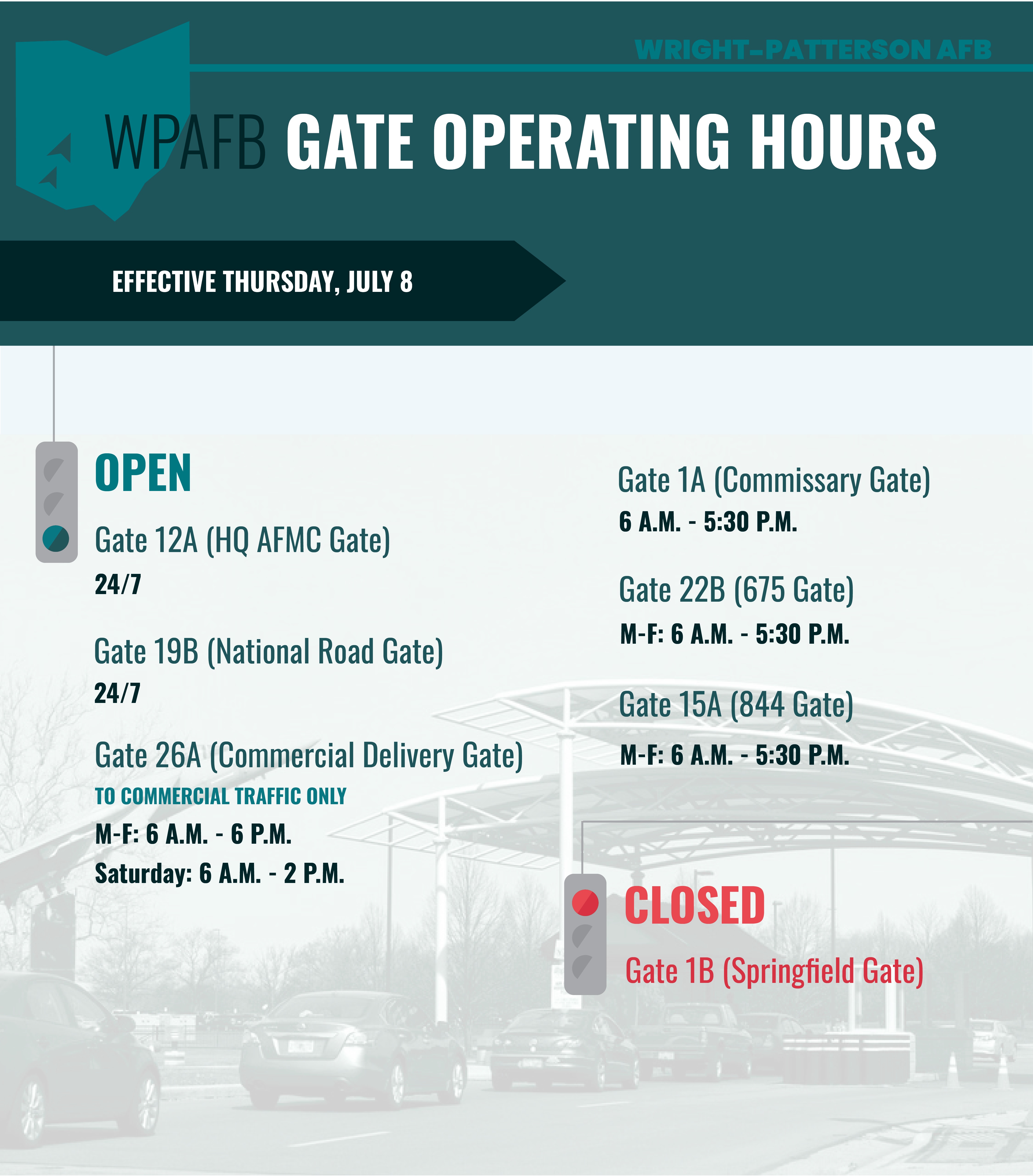 WPAFB Gate Operating Hours